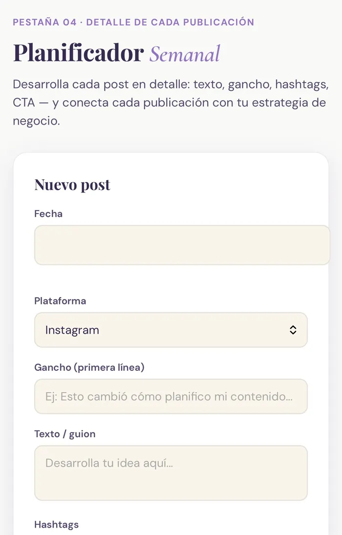 Planificador Semanal de Chispa Creativa™